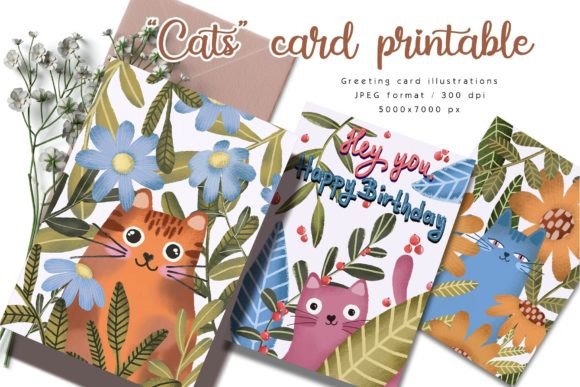 Download Adorable Cats Printable Greeting Cards - Greeting cards Collection